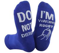 Himozoo Chaussettes fantaisie « Do Not Disturb I'm Watching Rugby » - Chaussettes fantaisie pour homme et femme - Cadeau pour les amateurs de rugby - Chaussettes mi-mollet en coton - Taille 42-46