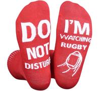 Himozoo « Do Not Disturb, I'm Watching Rugby » - Chaussettes fantaisie drôles pour homme et femme, amateurs de rugby, cadeaux, en coton, mi-mollet, taille 22-30, M-4XL