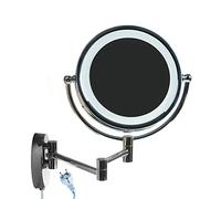 HIMRY 8,5 Pouces LED Miroir cosmétique Mural Grossissant x5 Lumineux Extension Pliant - Double Face avec Normale et Grossissant x5-360 degrés Rotation, KXD3129-5x