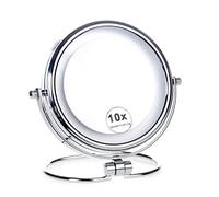 HIMRY Lumineux Miroir de Maquillage LED sur Pied 18 cm, 10x Grossissement, 7" Miroir Pliable sur Pied avec éclairage pour Le Maquillage Rasage, Miroir Recto Verso pivotant à 360 °, KXD3137-10x