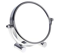 HIMRY Miroir cosmétique design, rotatif à 360 ° Double face : normal et grossissement x 10. Miroir sur pied, miroir de rasage, miroir de salle de bain. Chromé., 5'' Durchmesser, 7-fach