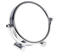 HIMRY Miroir cosmétique design, rotatif à 360 ° Double face : normal et grossissement x 10. Miroir sur pied, miroir de rasage, miroir de salle de bain. Chromé., 5'' Durchmesser, 5-fach