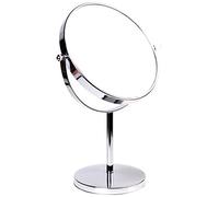 HIMRY Miroir Maquillage, 5X Grossissement, Ø 20 cm, Miroir de Table Double Visage, Miroir de Salle de Bain, Tournant Miroir de Rasage, orientable sur 360°, chromage, KXD3108N-5x