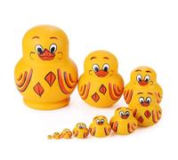 HIMS Matryoshka russe Lot de 10 poupées russes en bois jaune canard pour enfants Décoration de bureau pour salon, étagères, bureaux (canard)