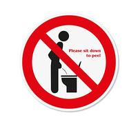 hin520 Autocollant pour abattant de WC avec inscription « Please sit down to pee ! » Ø 20 cm - Autocollant rond pour abattant de WC avec inscription « Bitte im sitzen pinkeln »