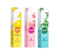Hinapan 3 Flacons Spray Buccal Fraîcheur Instantanée, 3 Saveurs (Citron, Pêche, Menthe), Élimine la Mauvaise Haleine, Action Immédiate et Durable, Idéal en Déplacement