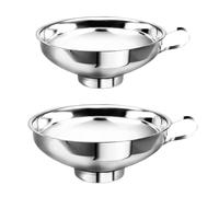 Hinapan Lot de 2 entonnoirs en acier inoxydable pour bocaux de conservation larges et normaux - Entonnoir de cuisine avec poignée - Pour confiture de cuisine - 2 tailles