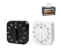 Hinapan Pomodoro - Lot de 2 minuteurs de cuisine mécaniques - 60 minutes - Avec alarme puissante - Minuteur de cuisine - Pour la cuisine, la pâtisserie, l'apprentissage et le sport - Noir et blanc