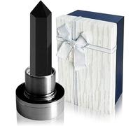 HINATAA Bouteille d'eau en Cristal, 550ML Pierre Precieuse Naturelle Verre Eau Bouteille Amovible, Pierres Thérapeutiques pour Bien-être Naturel Guérison, Anti-fuite (Obsidienne)