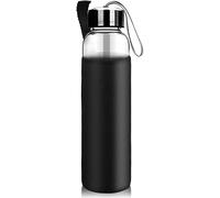 HINATAA Bouteille d'eau en Cristal, 550ML Pierre Precieuse Naturelle Verre Eau Bouteille Amovible, Pierres Thérapeutiques pour Bien-être Naturel Guérison, Anti-fuite (Vide+Bouteille)