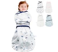 HINATAA Couvertures D'emmaillotage Bébé, 3 en 1 Gigoteuse Naissance, Sac de Couchage Nouveau-né Grand Scratch, D'emmaillotage en Coton Doux Enfants, Swaddle Bebe Garçons Filles (Bleu, 2-4 Mois)
