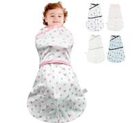 HINATAA Couvertures D'emmaillotage Bébé, 3 en 1 Gigoteuse Naissance, Sac de Couchage Nouveau-né Grand Scratch, D'emmaillotage en Coton Doux Enfants, Swaddle Bebe Garçons Filles (Rose, 2-4 Mois)