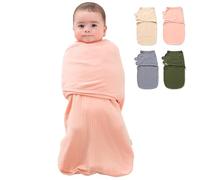 HINATAA Emmaillotage bébé en Coton Gaze, Baby Sacs de Couchage Nouveau-né, 3 en 1 couvertures d'emmaillotage bébé, Grand Scratch Gigoteuse Naissance, Swaddle Bebe Garçons Filles (Pink, 0-3 Mois)