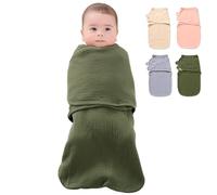 HINATAA Emmaillotage bébé en Coton Gaze, Baby Sacs de Couchage Nouveau-né, 3 en 1 couvertures d'emmaillotage bébé, Grand Scratch Gigoteuse Naissance, Swaddle Bebe Garçons Filles (Vert, 0-3 Mois)