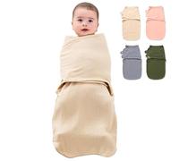 HINATAA Emmaillotage bébé en Coton Gaze, Baby Sacs de Couchage Nouveau-né, 3 en 1 couvertures d'emmaillotage bébé, Grand Scratch Gigoteuse Naissance, Swaddle Bebe Garçons Filles (Marron, 3-6 Mois)