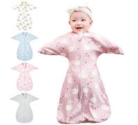 HINATAA Emmaillotage Bébé en Coton, Sac de Couchage Enfant Favorise Un Développement des Hanches, Couverture Bébé Fermeture Eclair à Double Sens, Gigoteuse Naissance Garçons Filles (Rose, 0-3 Mois)