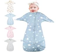 HINATAA Emmaillotage Bébé en Coton, Sac de Couchage Enfant Favorise Un Développement des Hanches, Couverture Bébé Fermeture Eclair à Double Sens, Gigoteuse Naissance Garçons Filles (Bleu, 0-3 Mois)