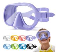 HINATAA Kit de plongée pour adulte, macaron sans cadre, lunettes de plongée ultra large 180°, anti-buée, masque de plongée professionnel, anti-fuite, lunettes de natation pour femmes et hommes, violet