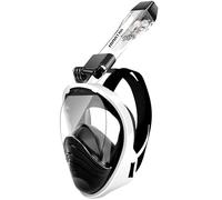 HINATAA Masque de Plongée en Apnée Intégral à 180°, Double Float Ball Masque Snorkeling, Anti-Buée Anti-Fuite Masque Tuba Snorkeling, Kits Lunettes de Plongée pour Adultes et Jeunes (Noir Blanc, S/M)