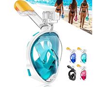 HINATAA Masque de plongée intégral à 180 °, respiration libre, technologie anti-buée et anti-fuite avec sangles réglables pour adultes, adolescents, enfants (vert, L-XL)