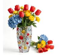 HINATDD Vase Coloré, Vase à Fleurs en Verre de Luxe en Cristal 25cm, Vase Coloré Moderne, Art de la Table pour Salon, Salle à Manger, Chambre, Bureau, Étagère, Cheminée, Café, Hôtel