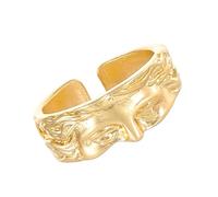 HINAYOSAN Bague demi-visage réglable d'inspiration vintage - Bague élégante pour demi-visage - Taille réglable - Ornement ouvert - Bijou élégant pour femme, taille unique, Comme décrit, Comme décrit.