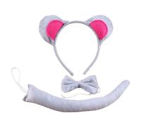 HINAYOSAN Bandeau d'oreille d'animal pour enfant en peluche, serre-tête, nœud papillon, queue d'animation pour adulte, Halloween, cosplay, ensemble de costume d'animal