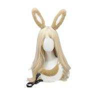 HINAYOSAN Bandeau long fait à la main avec queue de lapin, oreilles de lapin, accessoire de cosplay animé, accessoires de cosplay avec ensemble d'accessoires pour Halloween et cosplay