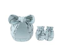 HINAYOSAN Bonnet doux et respirant pour bébé avec moufles assorties et gants anti-rayures pour bébé de 0 à 6 mois, Éléphant simple, Taille unique