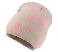 HINAYOSAN Bonnet tricoté sans bord pour femme et homme avec nœud papillon et tête de mort fait à la main au crochet des années 2000 pour filles, beige, Taille unique