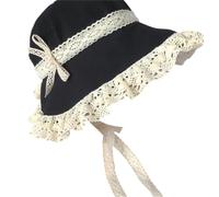 HINAYOSAN Bonnets victoriens en dentelle avec base en ruban respirant, chapeau victorien, couvre-chef, élégant, chapeau victorien, Noir , S/L