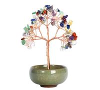 HINAYOSAN Bonsaï miniature en cristal avec pierres précieuses pour la croissance spirituelle, la richesse et la prospérité - Décoration d'énergie positive