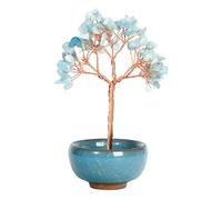 HINAYOSAN Bonsaï miniature en cristal avec pierres précieuses pour la croissance spirituelle, la richesse et la prospérité - Décoration d'énergie positive