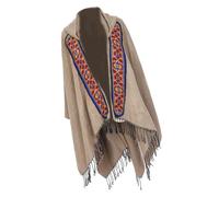 HINAYOSAN Châle chaud multifonctionnel polyvalent élégant pour femme élégant glands pour l'automne hiver porter élégant châle à pompons, kaki, Taille unique
