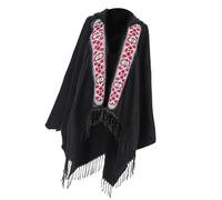 HINAYOSAN Châle chaud multifonctionnel polyvalent élégant pour femme élégant glands pour l'automne hiver porter élégant châle à pompons, Noir , Taille unique