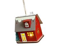 HINAYOSAN Chalet de Noël en bois brillant et chaleureux - Maisons de Noël miniatures avec lumière LED - Décoration saisonnière de bureau