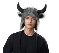 HINAYOSAN Chapeau amusant en corne de vache pour fête d'Halloween, cache-oreilles d'hiver, coupe-vent, résistant au froid, unisexe pour adultes, adolescents, cosplay, accessoire d'hiver
