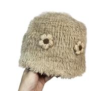HINAYOSAN Chapeau bob en fourrure avec fleurs - Accessoires photo faits à la main - Accessoires pour photos - Chapeaux décorés de fleurs pour femme, kaki, Taille unique