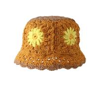 HINAYOSAN Chapeau cloche fait à la main élégant et coloré pour femme - Cloche à fleurs tricotée pour femme, jaune, Taille unique
