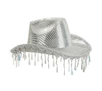 HINAYOSAN Chapeau de mariée étincelant en forme de goutte de pluie avec glands effet miroir pour enterrement de vie de jeune fille pour acteur, actrice, accessoires uniques en forme de goutte de pluie