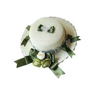 HINAYOSAN Chapeau de paille Lolita tissé à la main pour femmes, adolescentes, filles, résistant au soleil, casquette de plage vintage pour femme, accessoire de photographie, vert, Vert, 2-3