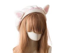 HINAYOSAN Chapeau de peintre en dentelle blanche de 56 à 58 cm, mignon pour les oreilles, accessoires de cheveux sauvages pour Halloween, New Ye Chapeaux pour femmes, accessoires d'hiver blancs