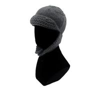 HINAYOSAN Chapeau de trappeur tricoté élastique tendance pour la protection des filles en tricot russe avec cache-oreilles pour l'hiver, gris foncé, Taille unique