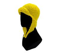 HINAYOSAN Chapeau de trappeur tricoté élastique tendance pour la protection des filles en tricot russe avec cache-oreilles pour l'hiver, jaune vif, Taille unique