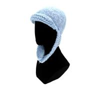 HINAYOSAN Chapeau de trappeur tricoté élastique tendance pour la protection des filles en tricot russe avec cache-oreilles pour l'hiver, bleu clair, Taille unique