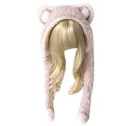 HINAYOSAN Chapeau d'hiver en peluche avec oreilles d'animaux mignonnes de dessin animé - Bonnet chaud pour filles - Pompons décoratifs pour adolescents et adultes - Costume pour adultes et femmes