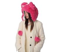 HINAYOSAN Chapeau d'ours Y2K avec oreilles en fourrure - Cadeau chaud pour adultes et enfants - Accessoires photo d'hiver - Chapeaux de dessin animé pour femme