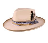 HINAYOSAN Chapeau Fedoras classique à bord roulé avec ceinture tissée à plumes pour homme et femme, parfait pour les mariages, les fêtes et les événements à thème, chapeau tendance unisexe, Laiteux