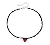 HINAYOSAN Collier avec pendentif en forme de cœur en perles de cristal noir - Longueur réglable - Élégant collier ras du cou pour femme - Accessoire tendance - Cadeau d'amitié