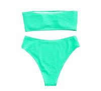 HINAYOSAN Couleur unie petite poitrine froncée maillot de bain couverture taille haute conservateur tube fendu haut maillot de bain femmes vêtements de plage cache-maillot de bain deux pièces